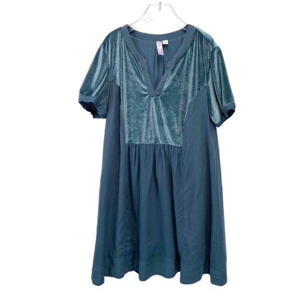 Alya Mini Velvet  Insert Dress Teal Size M - Picture 3 of 7